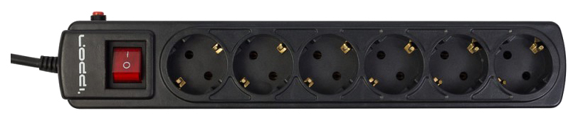 Сетевой фильтр IPPON BK-212, 6 розеток, 1,8 м, Black