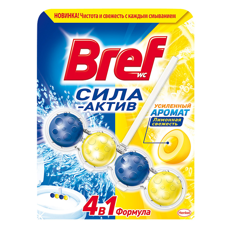 фото Чистящее средство для унитаза bref сила-актив лимонная свежесть 50 г
