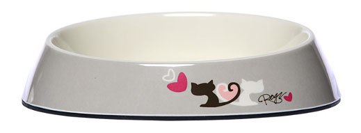 фото Одинарная миска для кошек rogz fishcake влюбленные котики, силикон, керамика, белый, 0.2 л