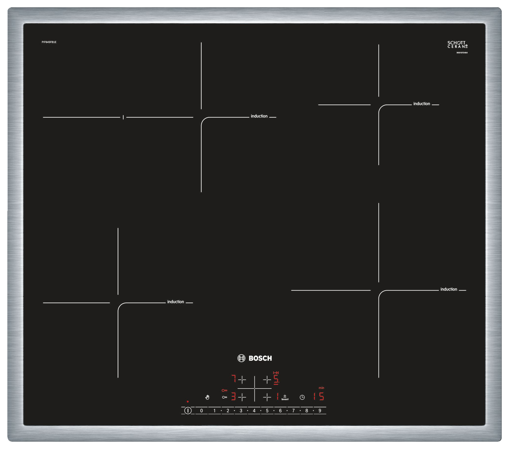 фото Встраиваемая варочная панель индукционная bosch pif645fb1e black