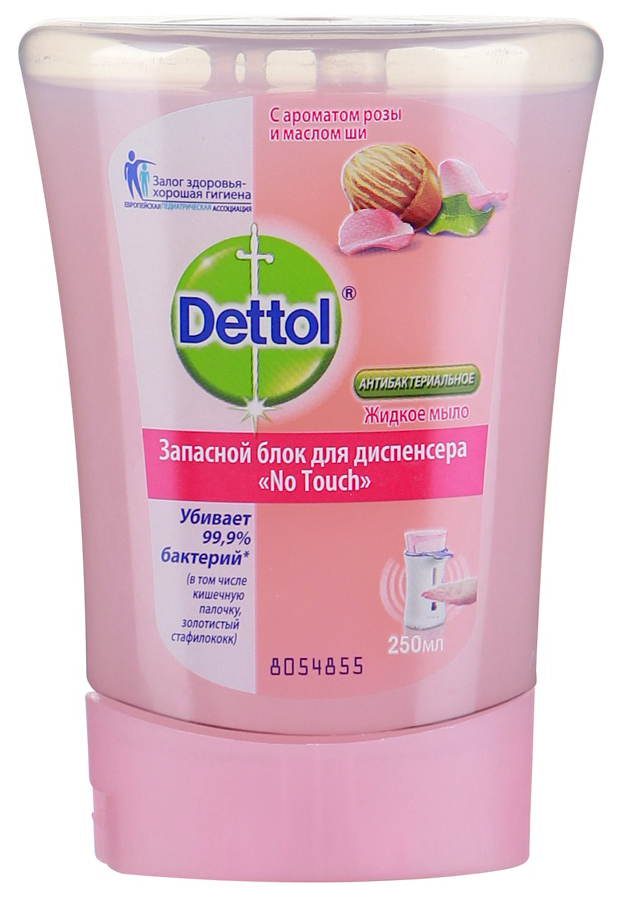 

Жидкое мыло Dettol с ароматом розы и маслом ши, запасной блок, 250 мл, антибактериальное с ароматом розы и маслом ши