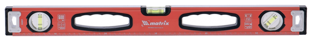 Уровень алюминиевый фрезерованный  400 мм 3 глазка MATRIX 34200