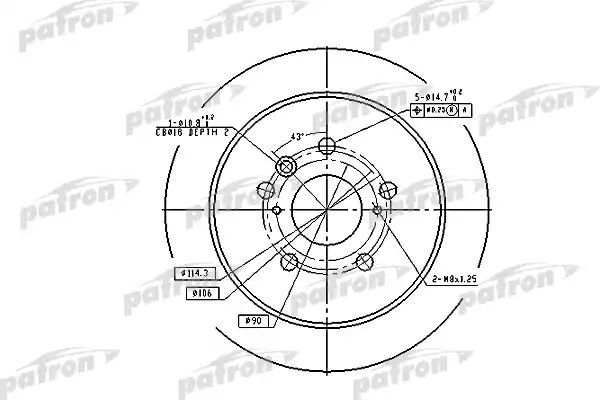 фото Тормозной диск patron pbd7257