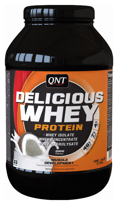 фото Протеин qnt delicious whey protein, 1000 г, coco