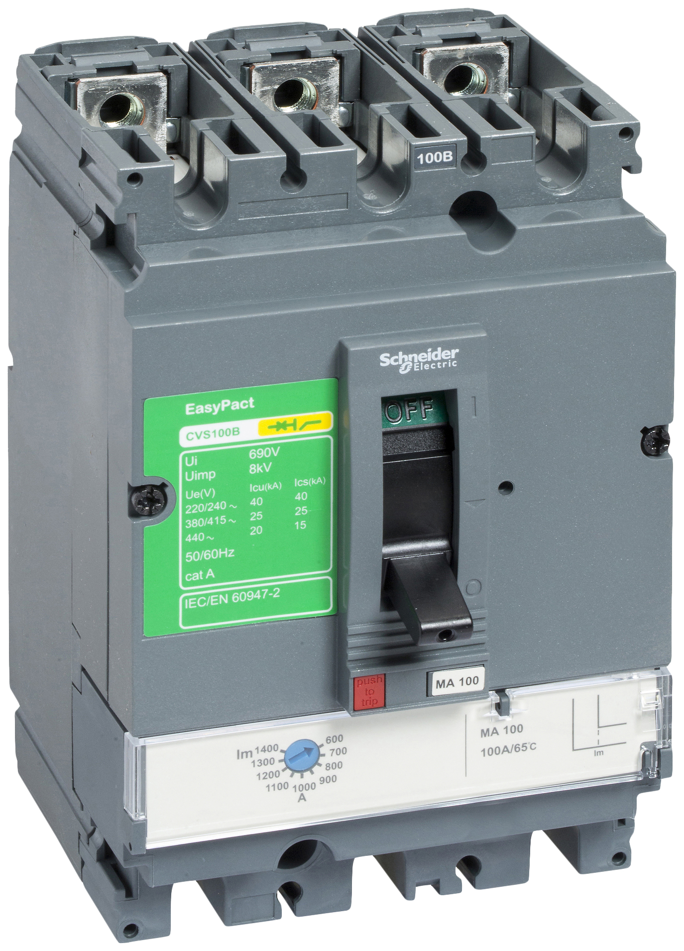 фото Выключатель автоматический easypact cvs tm160d, 3 полюса, 160 а, 25 ка schneider electric