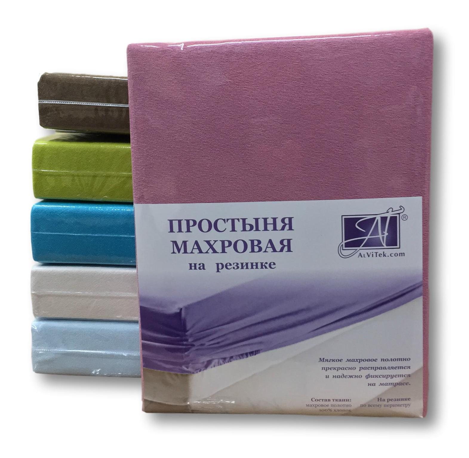 фото Простыня на резинке альвитек 140x200 см розовый