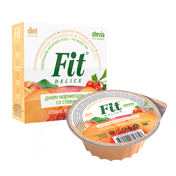

Джем мармелад со стевией Fit Parad абрикос персик годжи 80 г