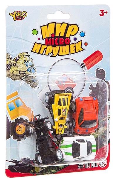 фото Набор пластм. 4 предмета, машинки, crd 13,5х20 см, серия мир micro игрушек арт.m7732. yako toys