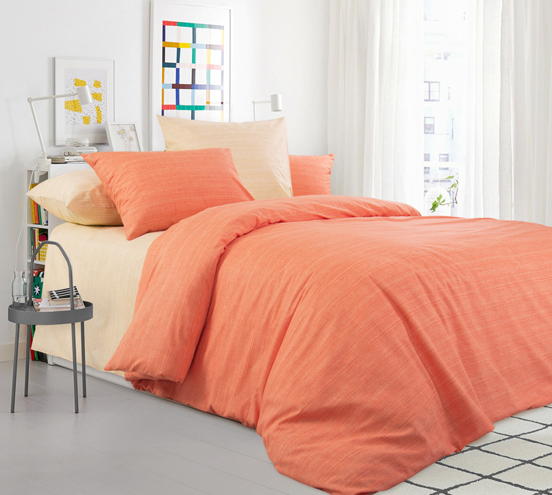 фото Пододеяльник "эко 1 оранжевый" 2-спальный из перкали (100% х/б) текс-дизайн