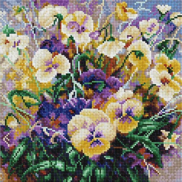 

Алмазная вышивка Белоснежка Ноктюрн Анютины глазки, 30x30 см, Ноктюрн Анютины глазки