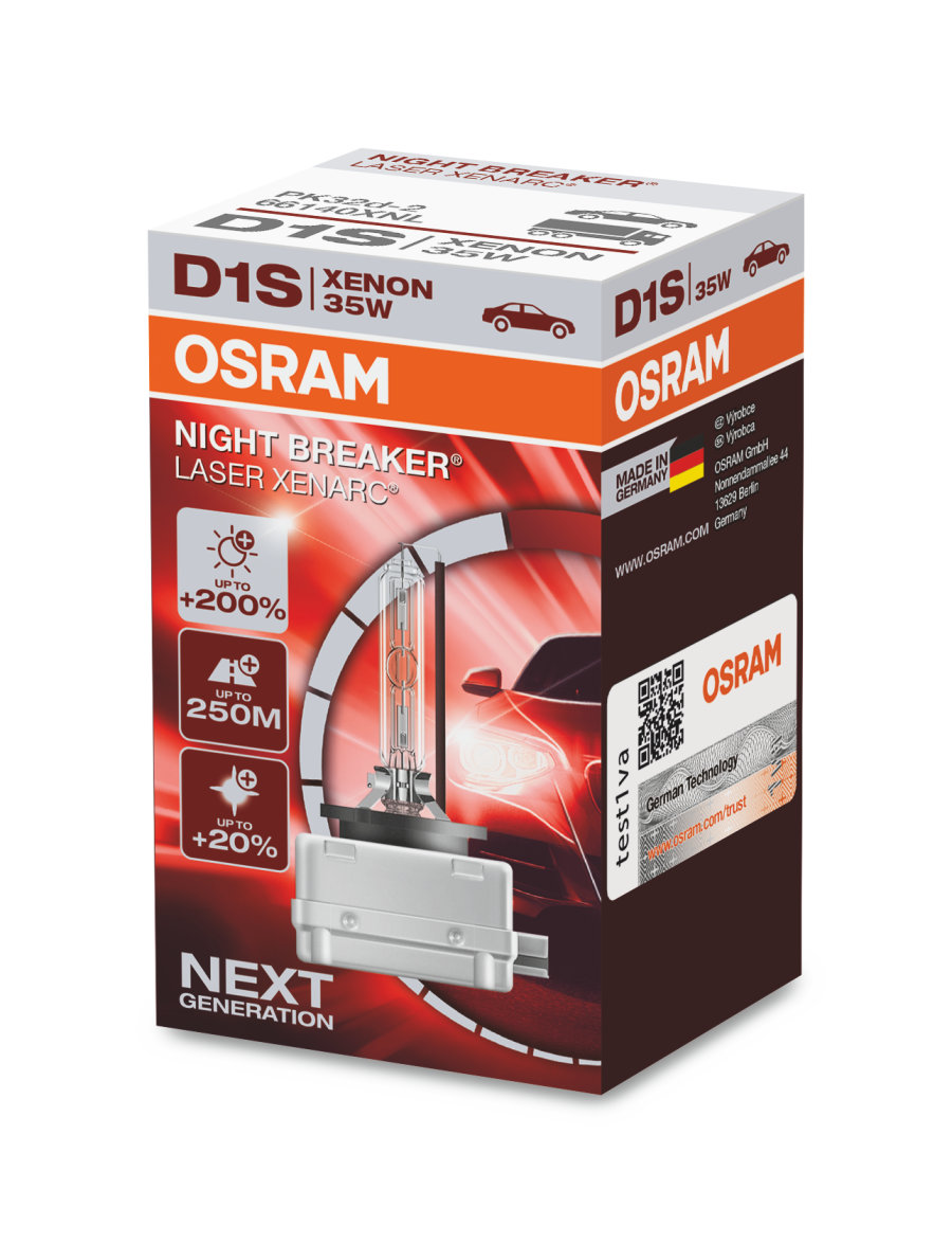 фото D1s (35w) лампа xenarc night breaker laser, 1шт, картон osram арт. 66140xnl