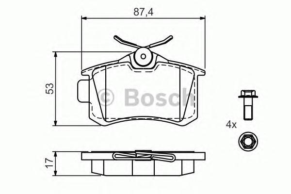 

Комплект тормозных колодок BOSCH 0986494516
