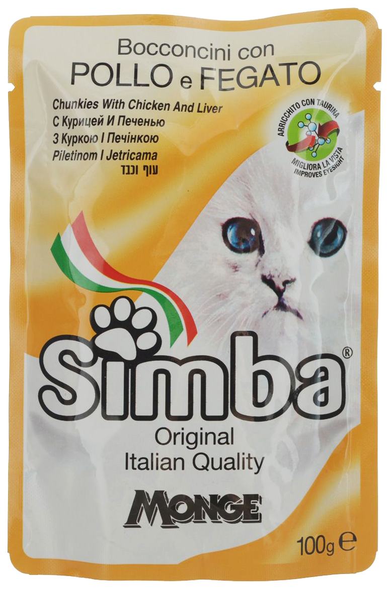 

Влажный корм для кошек Simba, с курицей и печенью, 24шт по 100г, с курицей и печенью, 100 г