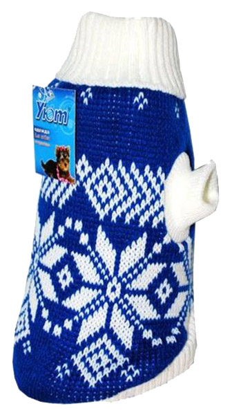 фото Свитер для собак уют размер l унисекс, синий со снежинками, длина спины 35 см