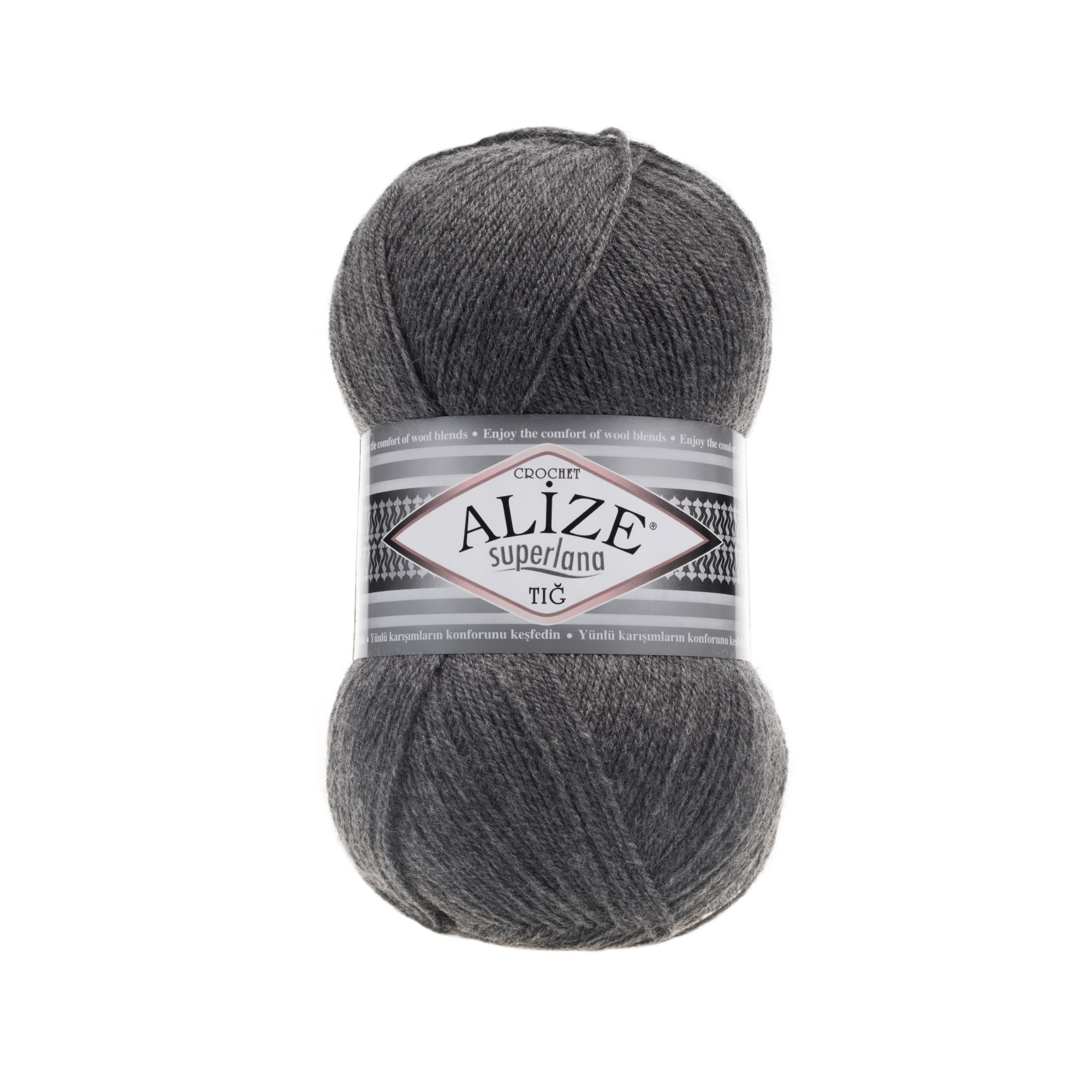 

Пряжа Alize SUPER,TIG,182 Superlana TIG 182 средне-серый меланж, Superlana TIG