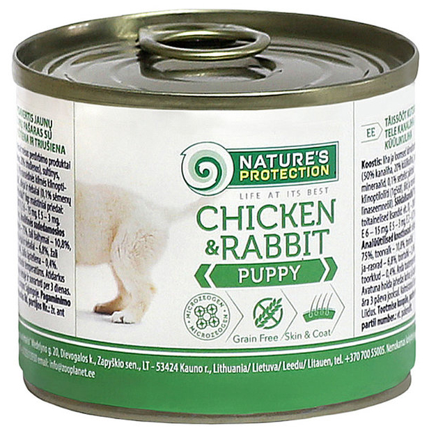 

Консервы для щенков Nature's Protection Puppy, курица и кролик, 200 г, курица, кролик, 200 г