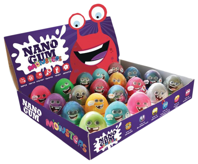 

Жвачка для рук 1TOY Антистресс nano gum monsters двойной эффект и 3В 50 г АSВ004