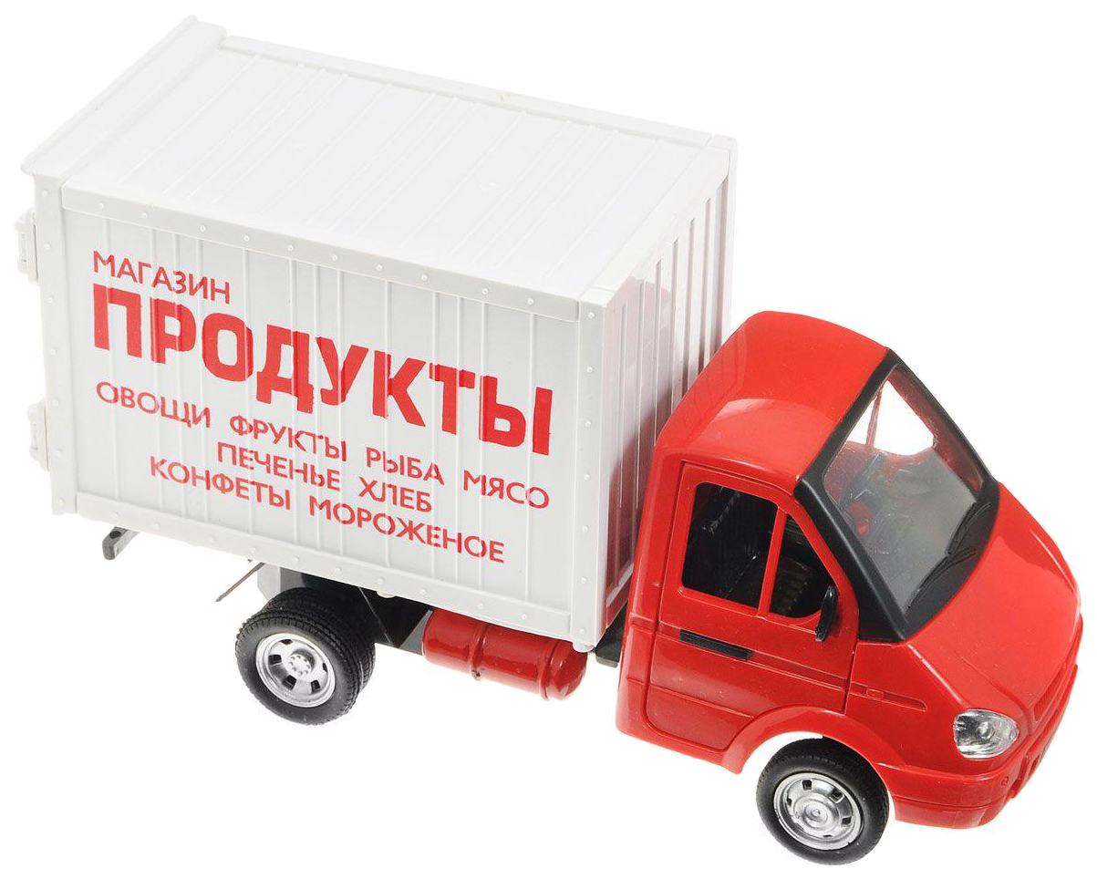 

игрушечная машинка пластиковая КИТ ИГР Фургон продукты, инерционная, Белый;красный