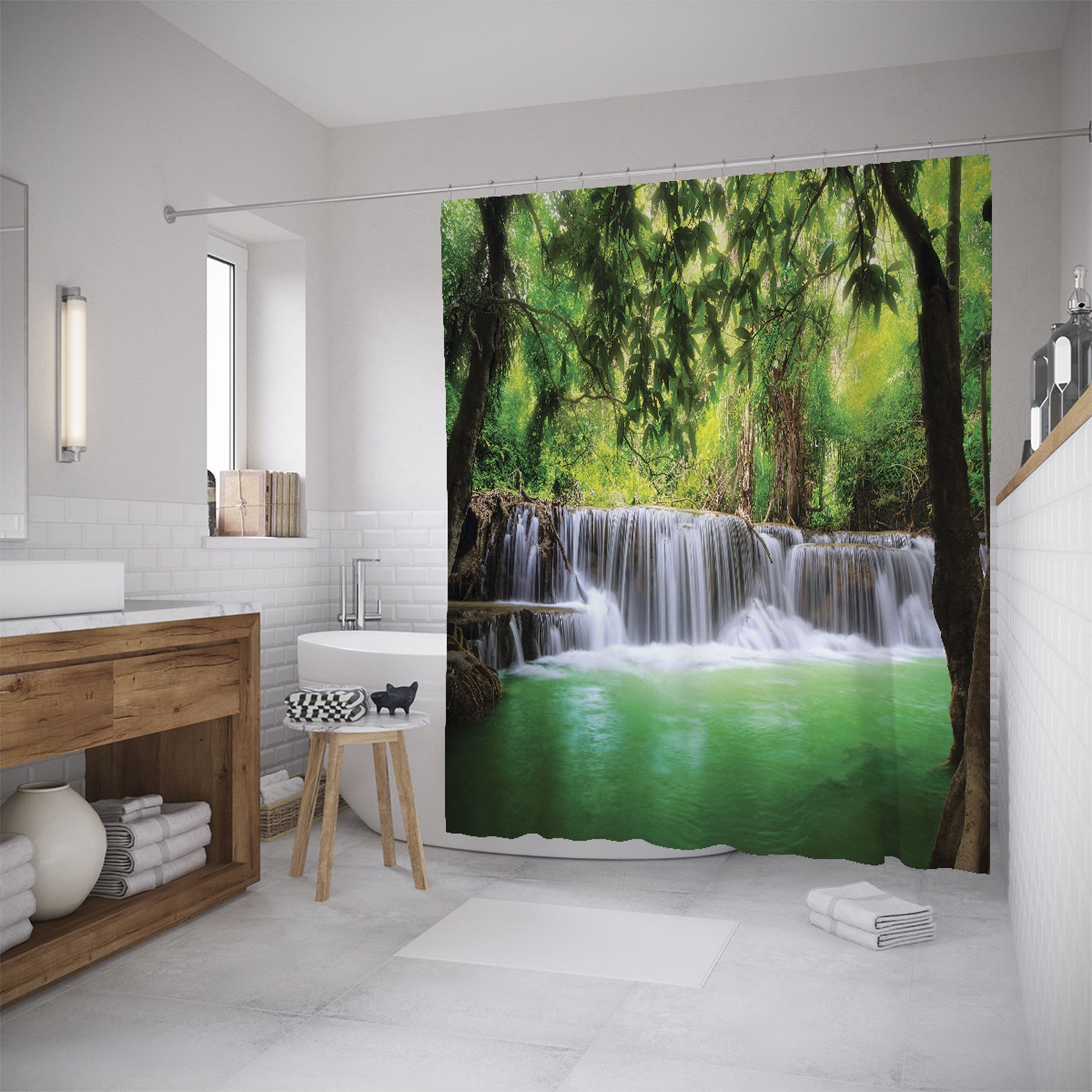 

Штора для ванной JoyArty «Тропический водопад» 180x200, Серый