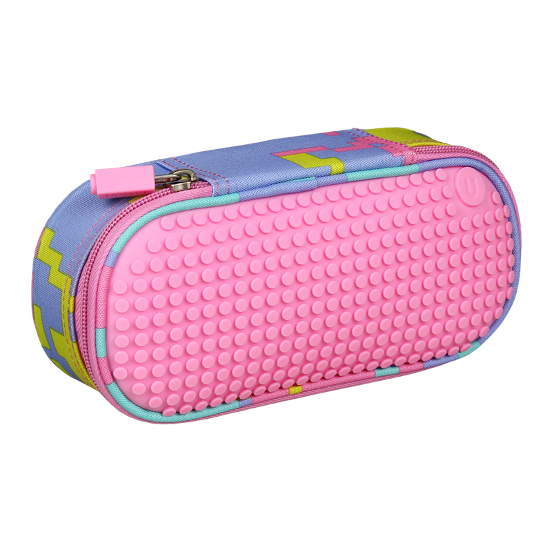 

Пенал школьный пиксельный Super class pencil case WY-B012 Розовый, розовый