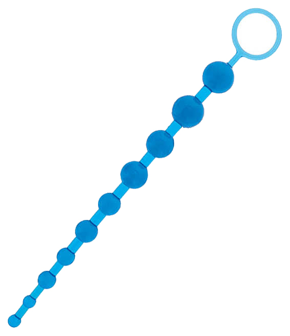 Синяя анальная цепочка с кольцом ORIENTAL JELLY BUTT BEADS 26,6 см в интерн...