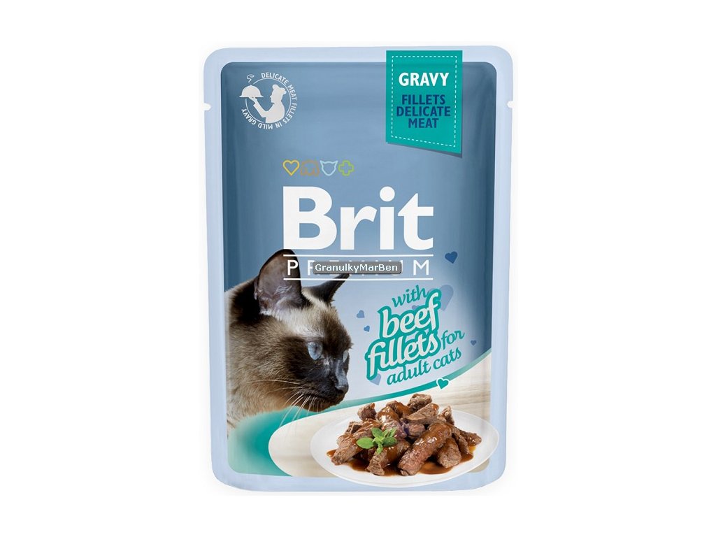 фото Влажный корм для кошек brit premium gravy, кусочки филе говядины в соусе, 24шт по 85г