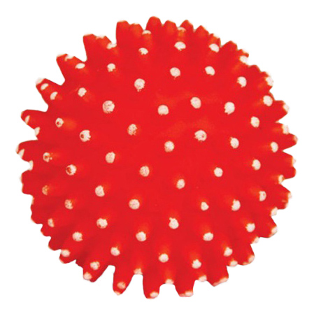 фото Жевательная игрушка для собак triol мяч игольчатый из винила, красный, 7 см
