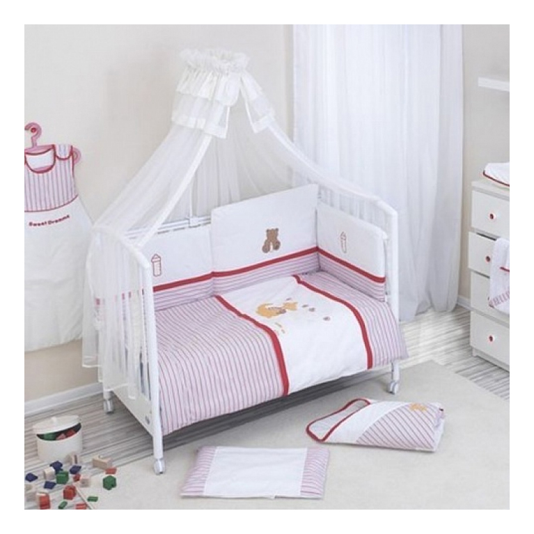 Комплект детского постельного белья NINO Ganguro 6BB ecru/red комплект в кроватку nino canguro 6bb предметов