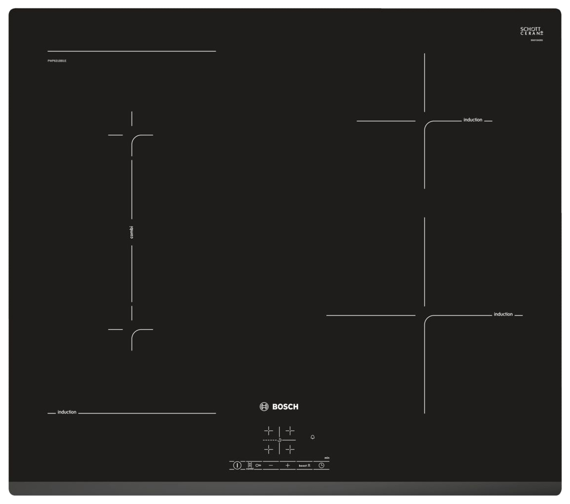 фото Встраиваемая варочная панель индукционная bosch pwp631bb1e black