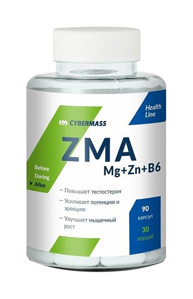 фото Витаминно-минеральный комплекс cybermass zma mg+zn+b6 90 капсул