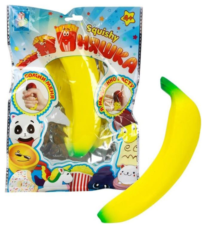 Игрушка-антистресс сквиши 1toy М-м-мняшка Банан 1toy игрушка сквиши мммняшка squishy банан в карамели т12313 упаковка 3