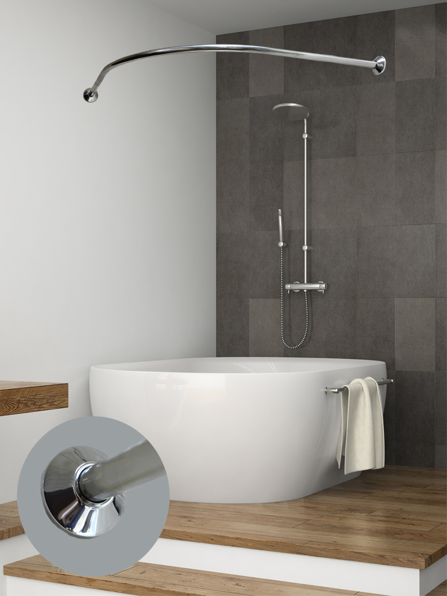 Карниз для ванной дугообразный Go Go 150 см хром