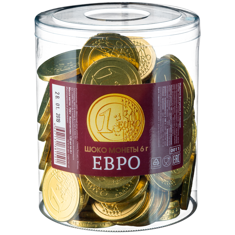 Монеты Евро Монетный двор в банке 120 шт по 6 г