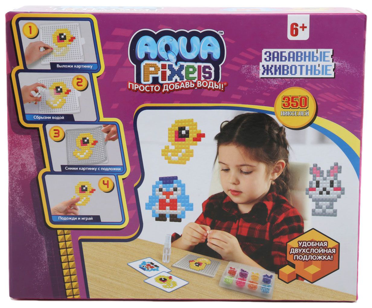 фото 1 toy набор aqua pixels забавные животные, 350 деталей т13078