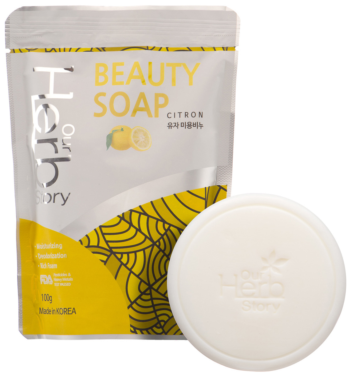 фото Средство для очищения our herb story beauty soap yuja 100 г nobrand