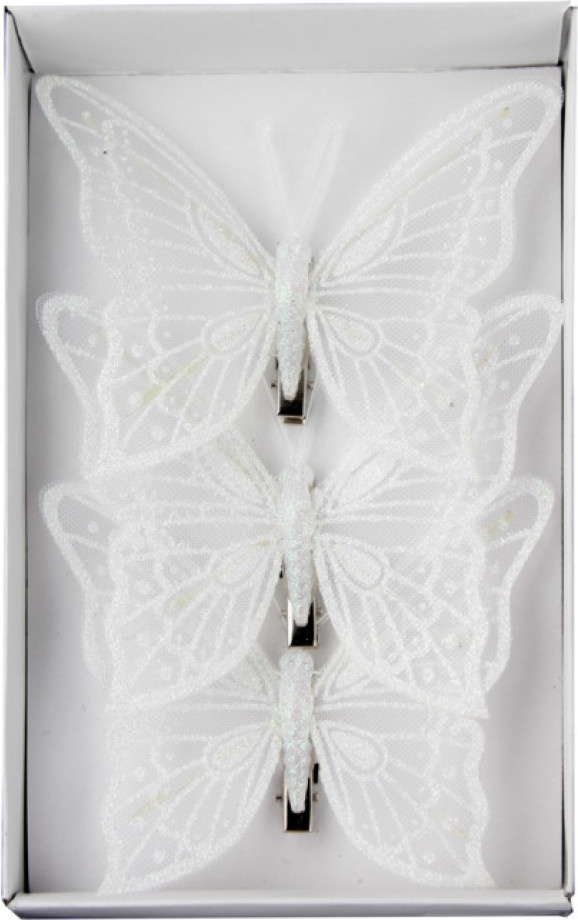фото Набор елочных игрушек marko ferenzo classic white бабочки 67571 12 см 3 шт.