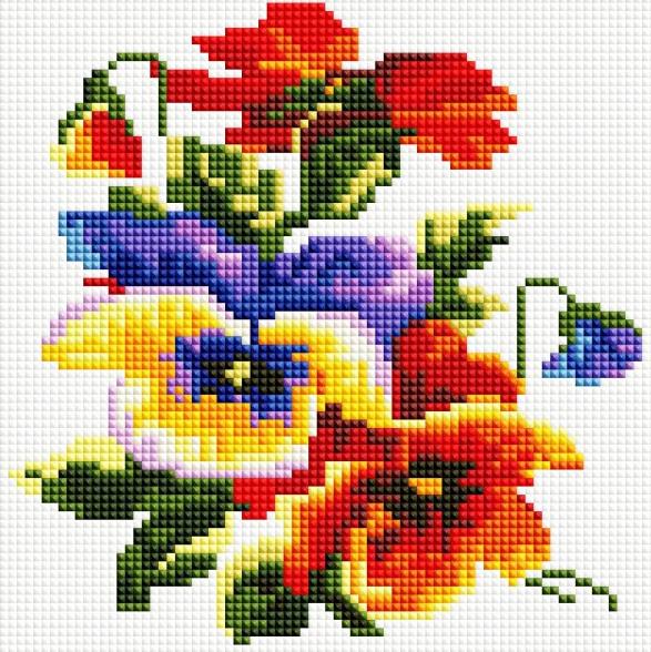 

Алмазная вышивка Белоснежка Цветочки, 20x20 см, Цветочки