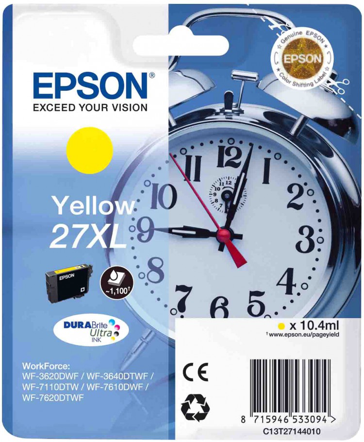 

Картридж для струйного принтера Epson C13T27044020, желтый, оригинал, C13T27044020