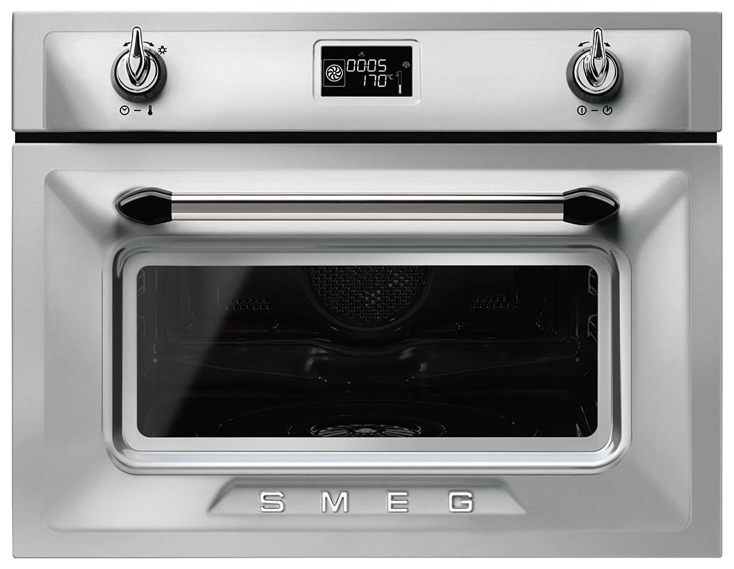 фото Встраиваемый электрический духовой шкаф smeg sf4920vcx1 silver/black