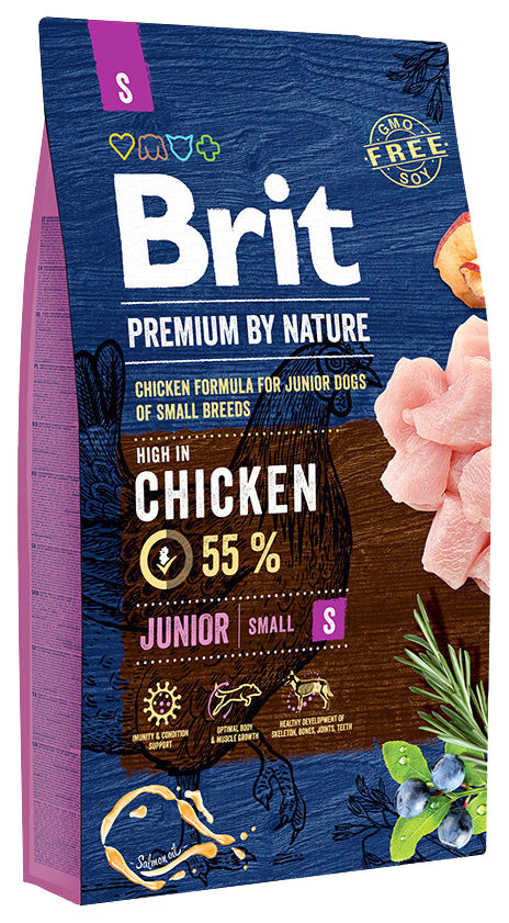 

Сухой корм для щенков Brit Premium By Nature Junior S, для мелких пород, курица, 8кг, Premium By Nature Junior S