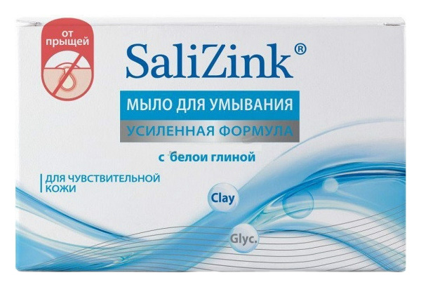 Косметическое мыло SaliZink Для чувствительной кожи с белой глиной 100 г relouis пуховка для пудры из хлопка с белой тесьмой