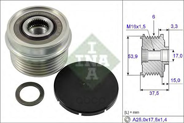 

Шкив генератора Ina для Ford Mondeo, Transit 2.0-2.2 00-07 535022310