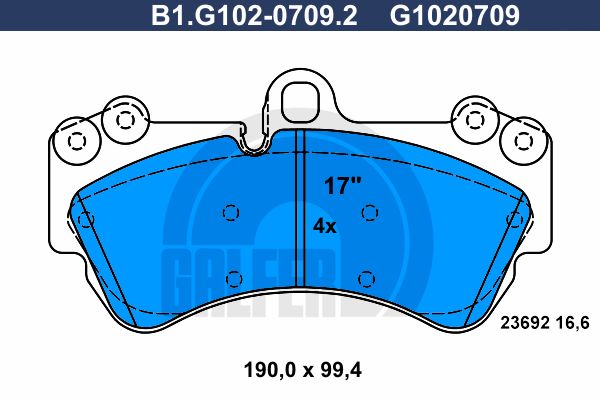 

Комплект тормозных дисковых колодок GALFER B1.G102-0709.2