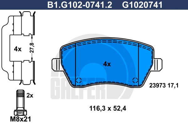 

Тормозные колодки GALFER дисковые B1G10207412