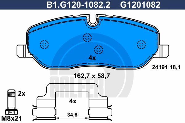 

Комплект тормозных дисковых колодок GALFER B1.G120-1082.2