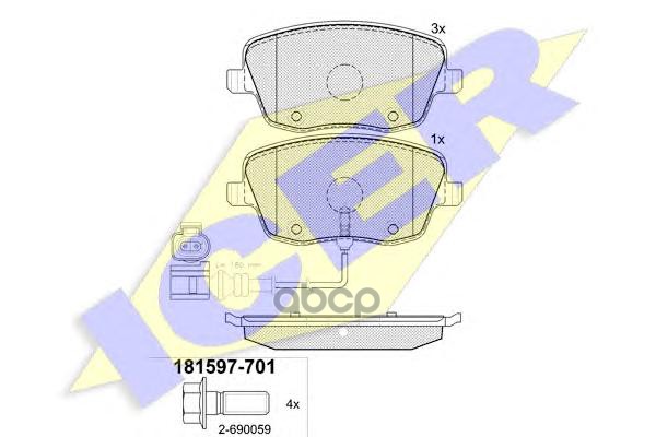 

Комплект тормозных колодок ICER 181597701