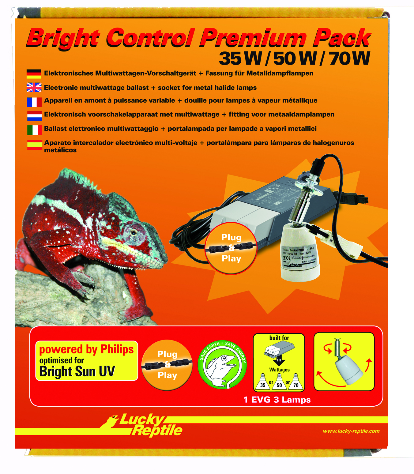 фото Lucky reptile комплект для уф ламп "bright control premium pack 35-70вт"