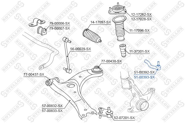 

Наконечник поперечной рулевой тяги STELLOX 51-00393-SX