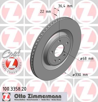 фото Тормозной диск zimmermann 100.3358.20