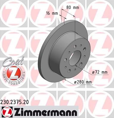 фото Тормозной диск zimmermann 230.2375.20